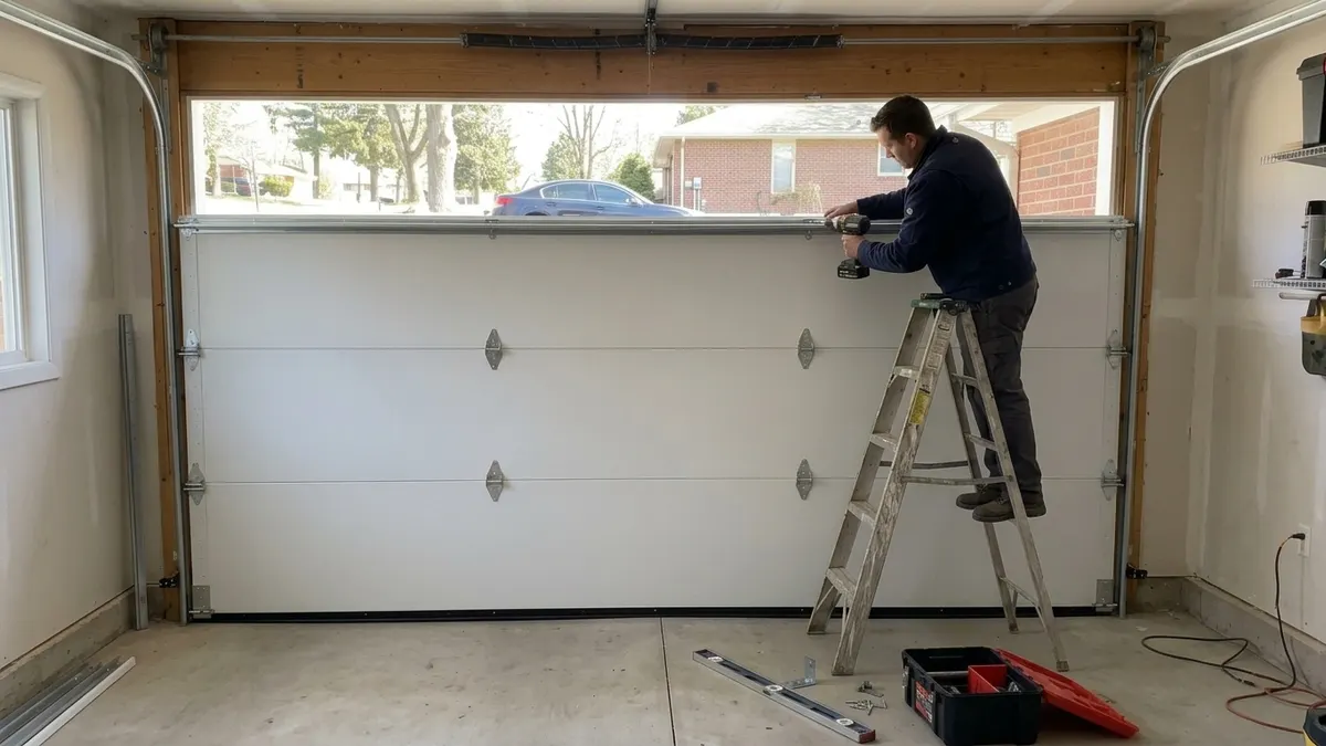 New insulated sectional garage door being installed on a GTA home by Summit Premium Services